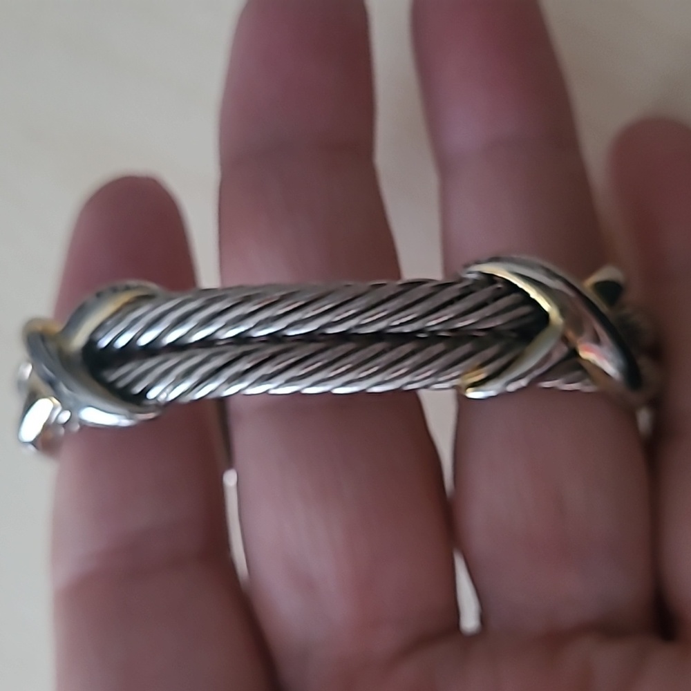 Two Tone Braided Open Bangle